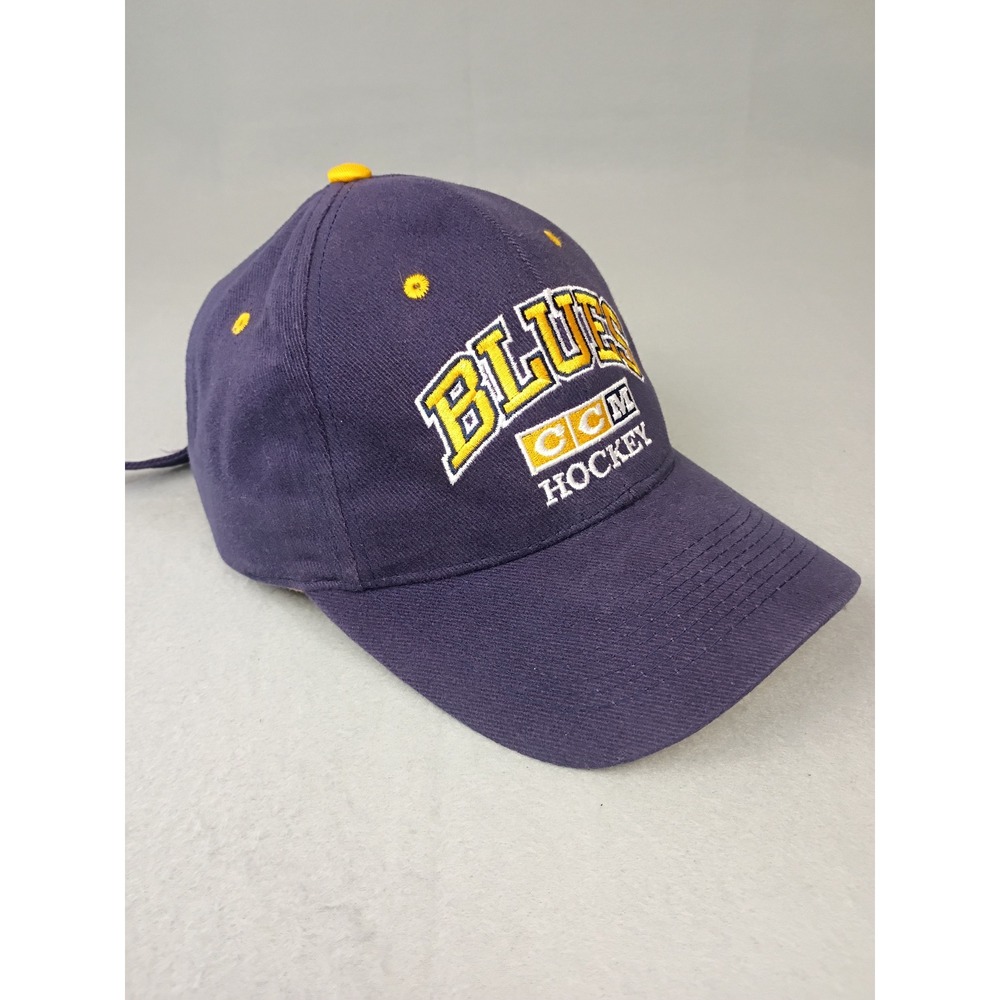 Vintage CCM St Louis Blues NHL Hockey Hat Navy Blue Yellow Adjustable Strapback